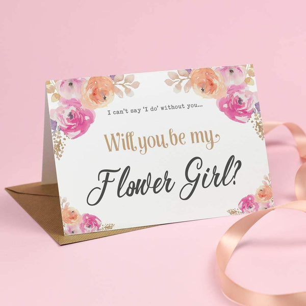 Will you be my Flower Girl? Card Watercolour Flowers 'Viola'– EivisSa ...